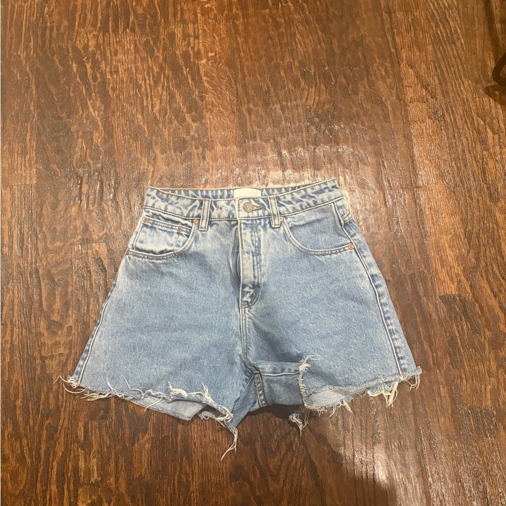 Abrand Light Blue Distressed Jean Shorts